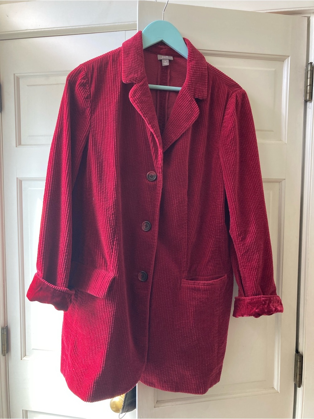 J. Jill Corduroy Red Women's Duster Jacket